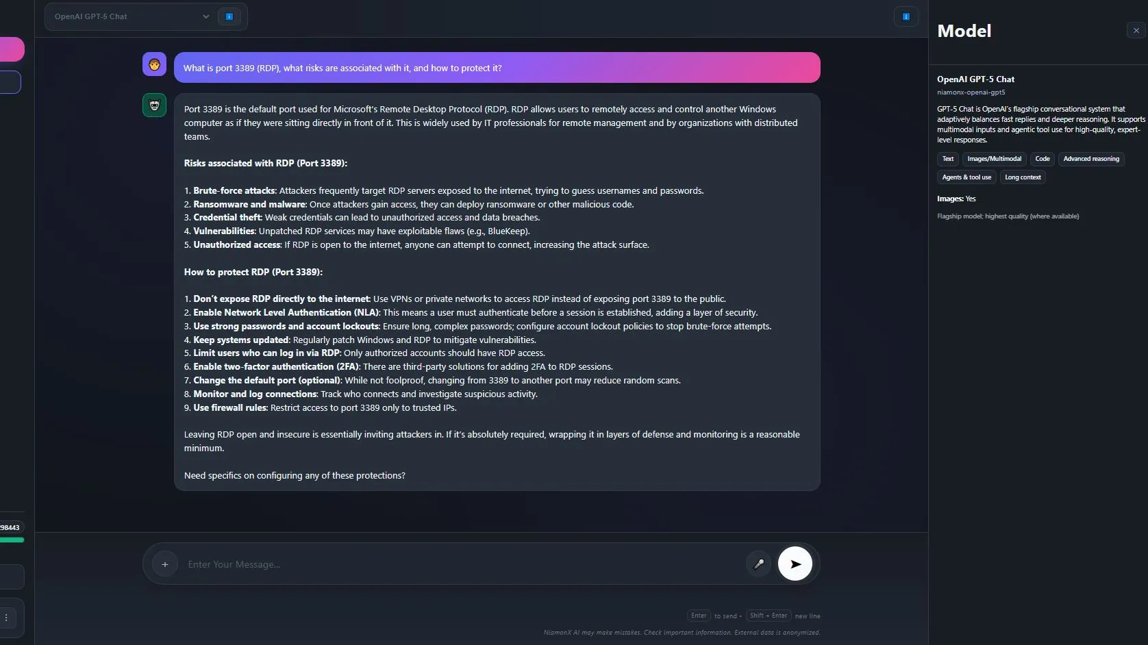 NiamonX Demo AI Antwort